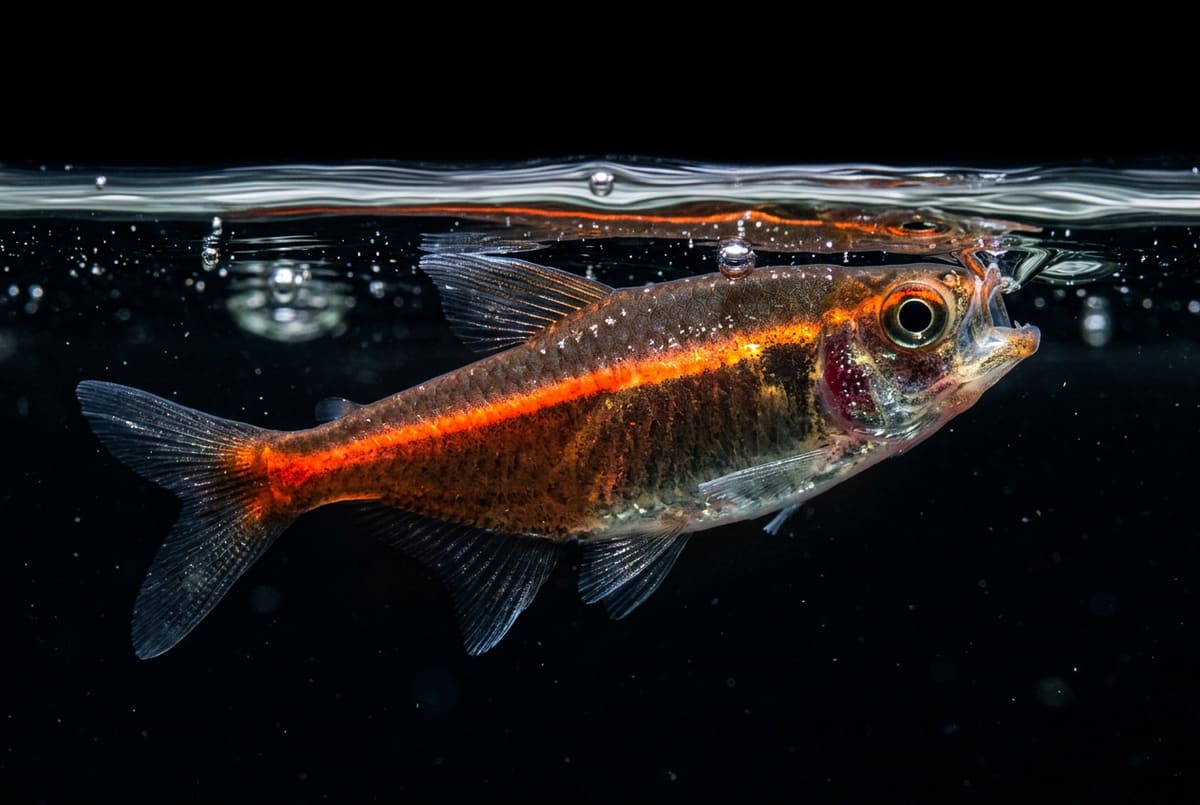 Surface gasping: a fish mouthing at the water surface